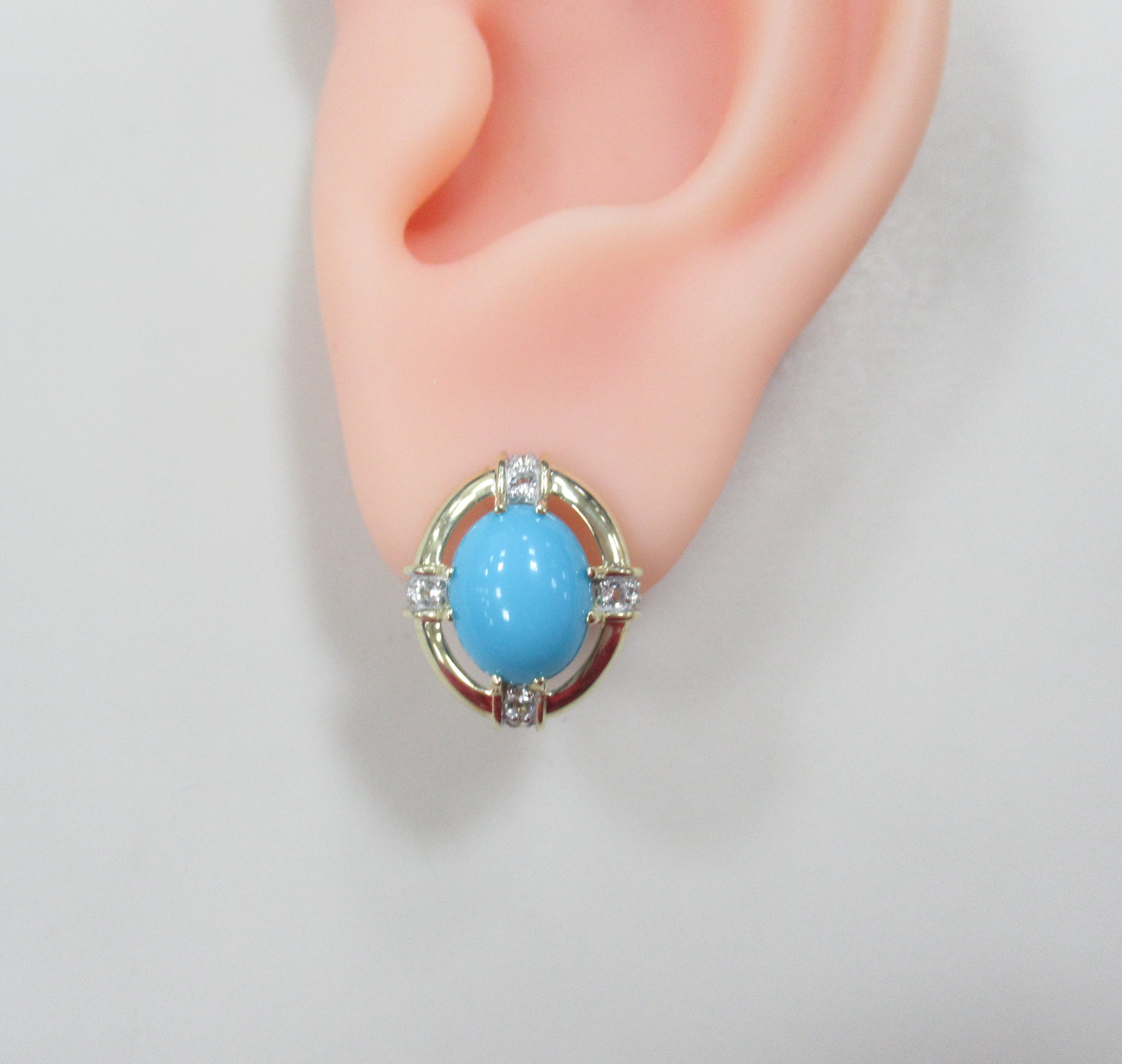 Серьги из желтого золота с бирюзой